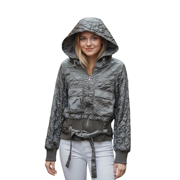 Vintage metallic MONCLER diamond quilt bomber jacket size large gold - Picture 1 of 12